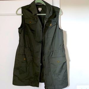 Army Green Utility Vest with Waist Definition